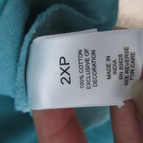 Logo by Lori Goldstein Tunic Top Plus 2XP Petite Green Distressed Canvas Pockets - Picture 6 of 11